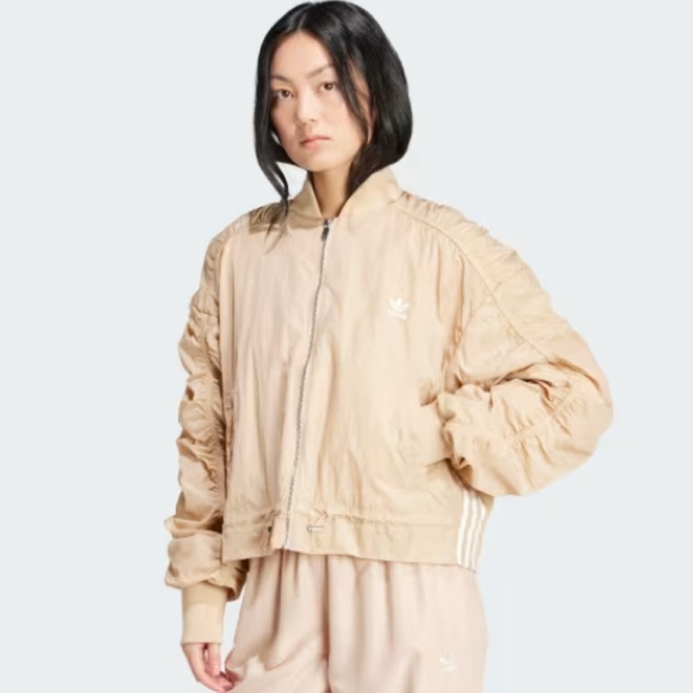 Adidas Women's Lightweight Gathered-sleeve Bomber Jacket